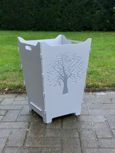 Feuerkorb Feuertonne Baum Lebensbaum Stammbaum silber