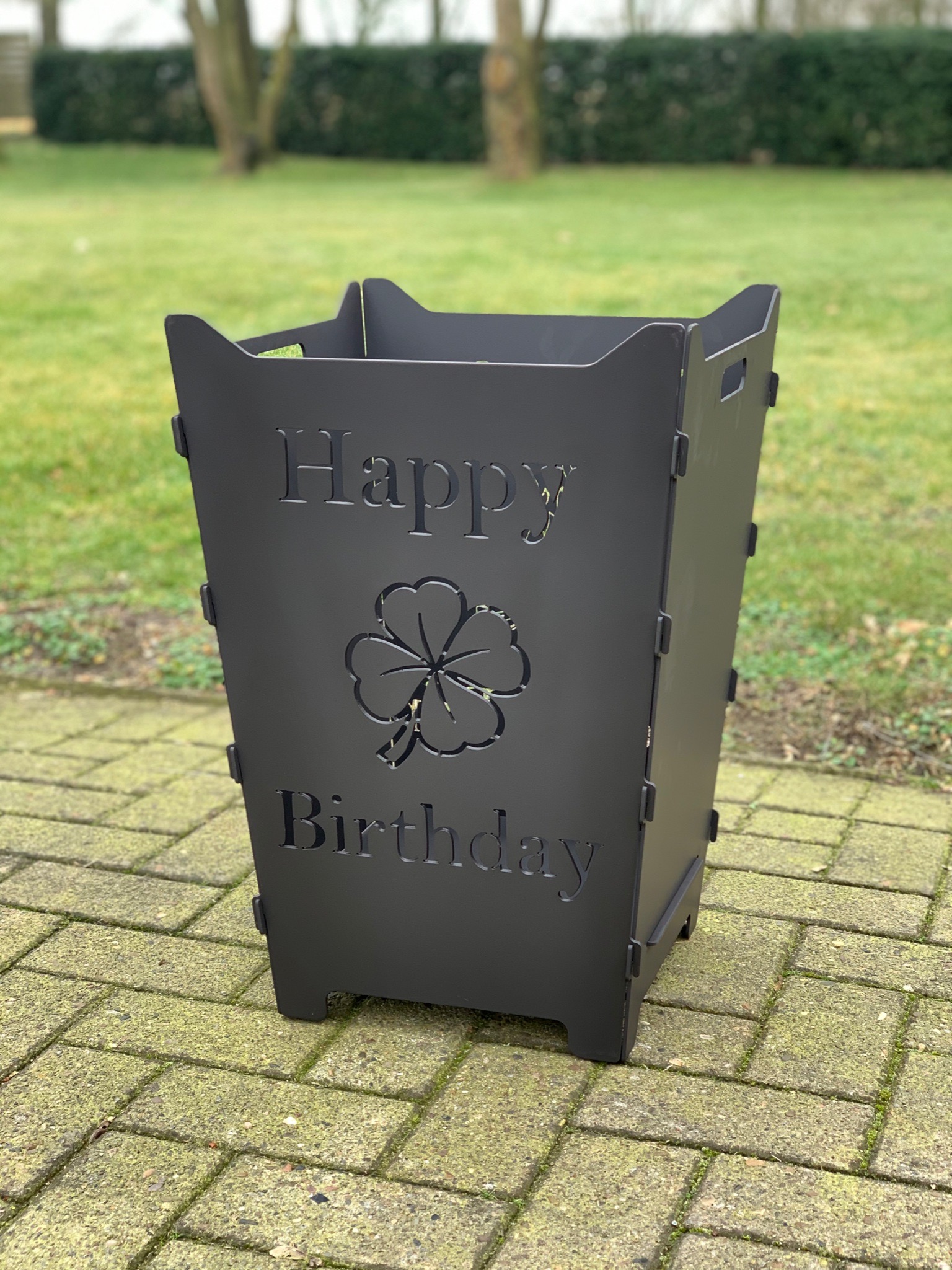 Feuerkorb Feuertonne Happy Birthday Kleeblatt