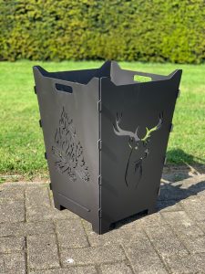 Feuerkorb Feuertonne Hirsch Dammwild Lagerfeuer Flammen