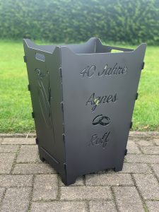 Feuerkorb Feuertonne Hochzeit Trauung Ehepaar 40 Jahre Ringe Spatz Vogel