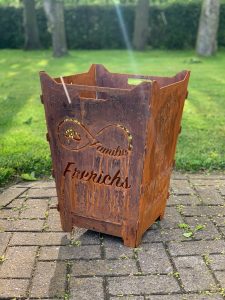 Feuerkorb Feuertonne Hochzeit Trauung Ringe Unendlichkeitszeichen rostig