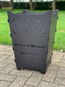 Feuerkorb Feuertonne Hochzeit Trauung Tauben Herz