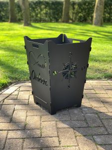 Feuerkorb Feuertonne Kompass Windrose Famile Unendlichkeitszeichen