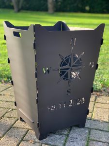 Feuerkorb Feuertonne Kompass Windrose Koordinaten