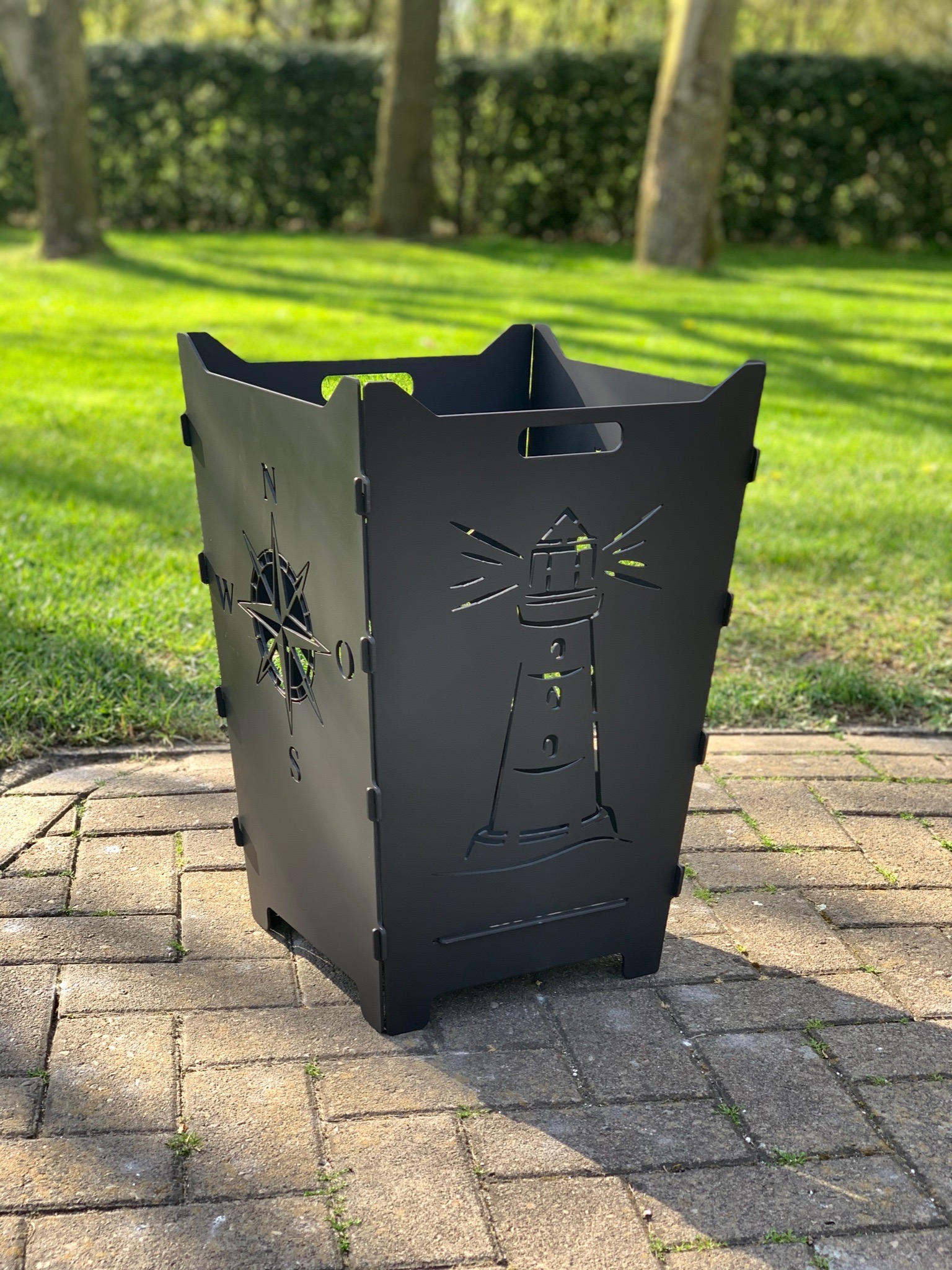 Feuerkorb Feuertonne Kompass Windrose Leuchtturm