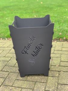 Feuerkorb Feuertonne Schreibschrift Familie