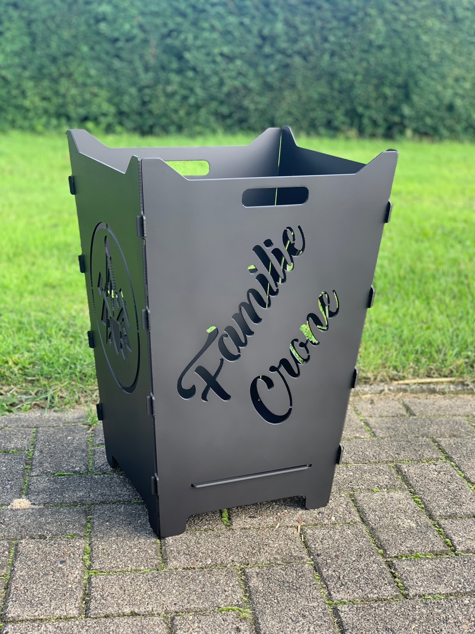 Feuerkorb Feuertonne Schreibschrift Familie Crone Zunft