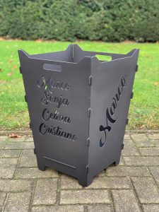 Feuerkorb Feuertonne Schreibschrift Familie Kinder