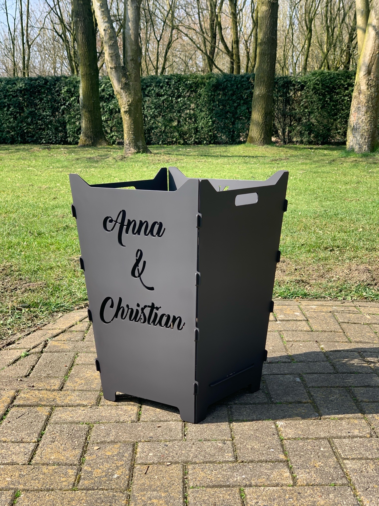 Feuerkorb Feuertonne Schreibschrift Namen