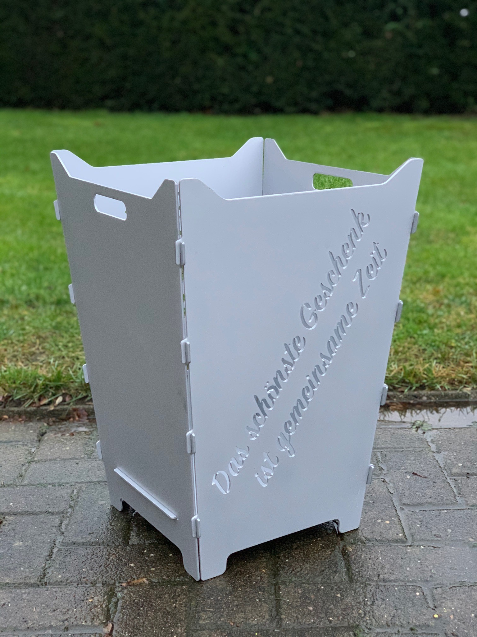 Feuerkorb Feuertonne Spruch Das schoenste Geschenk ist die gemeinsame Zeit