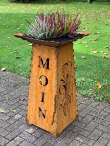 Pflanzsaule Pflanzschale Moin Ranken rostig