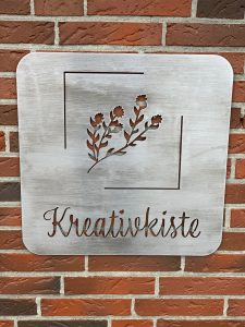 Schild Krativkiste