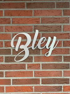 Schriftzug Edelstahl Bley