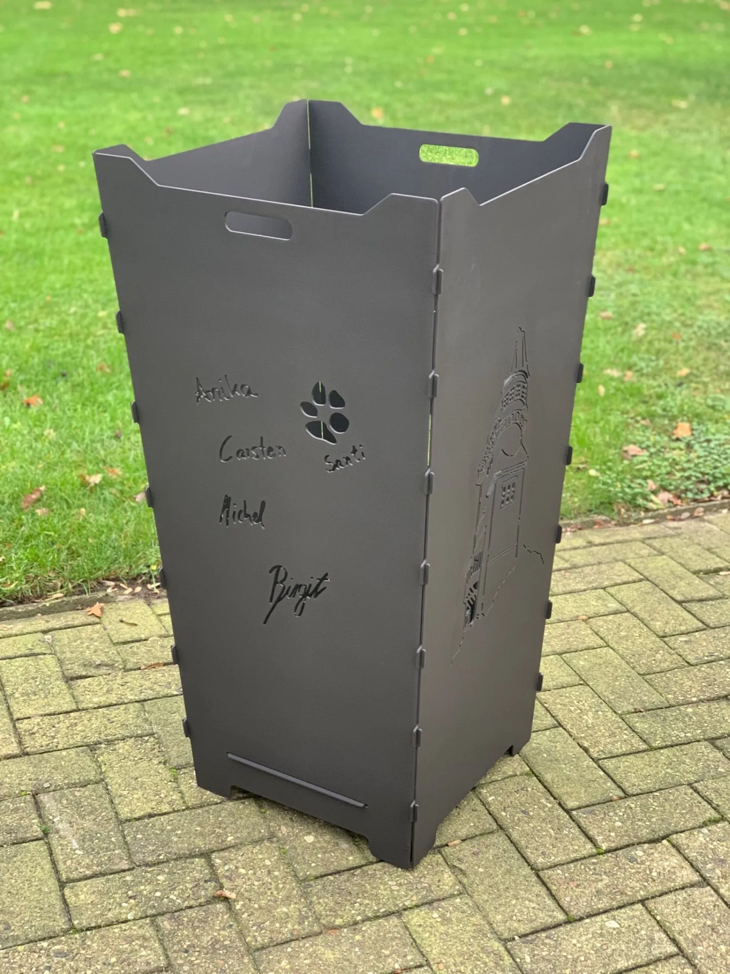 Feuerkorb-Feuertonn-Unterschriften-Geschenk