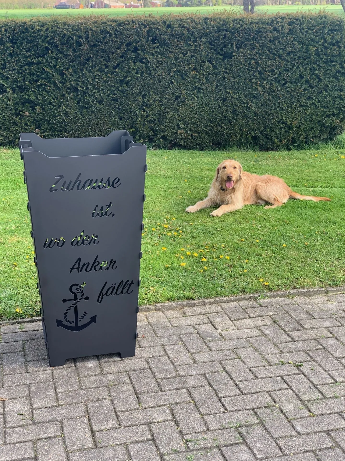 Feuerkorb-Feuertonne-Anker-Meer-maritim-Zuhaus-ist-wo-der-Anker-feallt