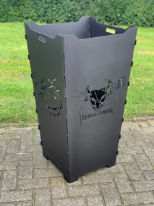Feuerkorb-Feuertonne-Geschenk-Geburtstag-Kuh-Bulle-Grillplatz