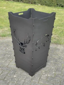 Feuerkorb-Feuertonne-Hirschkopf-Wildschwein
