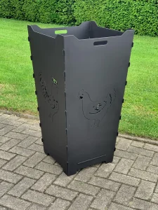 Feuerkorb-Feuertonne-Huhn-Hahn-Haustier