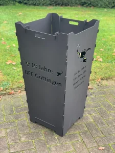 Feuerkorb-Feuertonne-Jubileaum-BFE-Goettingen-Skorpion-Firmenlogo