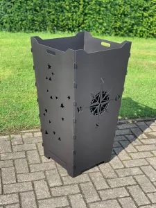 Feuerkorb-Feuertonne-Kompass-Windrose-Sternzeichen-Sternbild