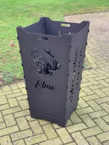 Feuerkorb-Feuertonne-Mops-Krone-Haustier-Hund