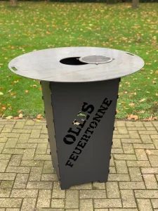 Feuerkorb-Feuertonne-Ollis-Feuertonne-rustikal-Geschenk-Grillplatte