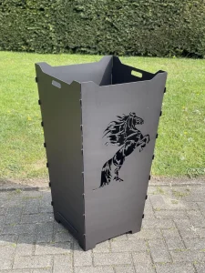 Feuerkorb-Feuertonne-Pferd-reiten-Kaltblut