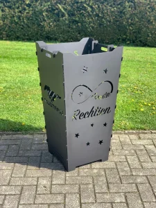 Feuerkorb-Feuertonne-Schreibschrift-Unendlichkeitszeichen-Familie-Sterne