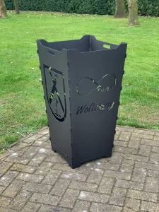 Feuerkorb-Feuertonne-Schreibschrift-Unendlichkeitszeichen-Familie-Wappen