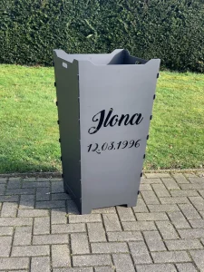 Feuerkorb-Feuertonne-Schreibschrift-Vorname-Geburtstag